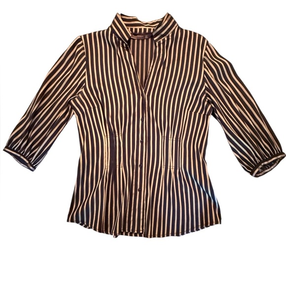 Zara Tops - Zara Black and Gold Button Down Shirt with Notched Collar Size Large